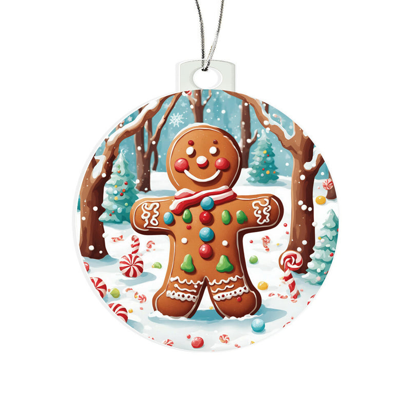 Gingerbread Man Winter Scene Festive Acrylic Ornament Gift for Family Gift for Teacher Gift for Friend Gift for Him Gift for Her Keepsake