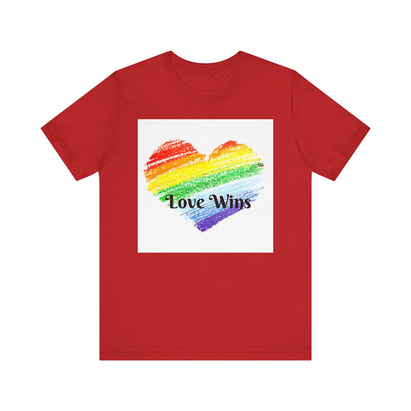 Love Wins Rainbow Heart.  Unisex comfy casual t-shirt with short sleeves.