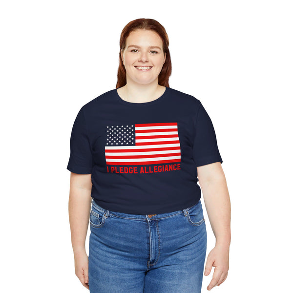 USA I Pledge Allegiance with Flag.  Unisex comfy casual t-shirt with short sleeves.