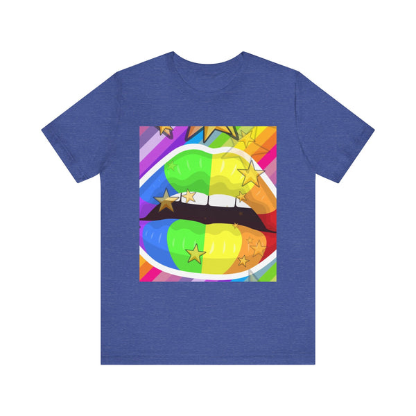 Rainbow Lips.  Unisex comfy casual t-shirt with short sleeves.