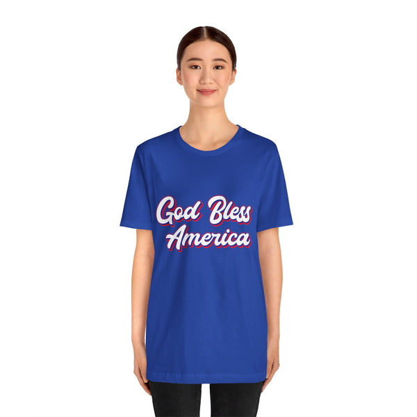 USA God Bless America.  Unisex comfy casual t-shirt with short sleeves.