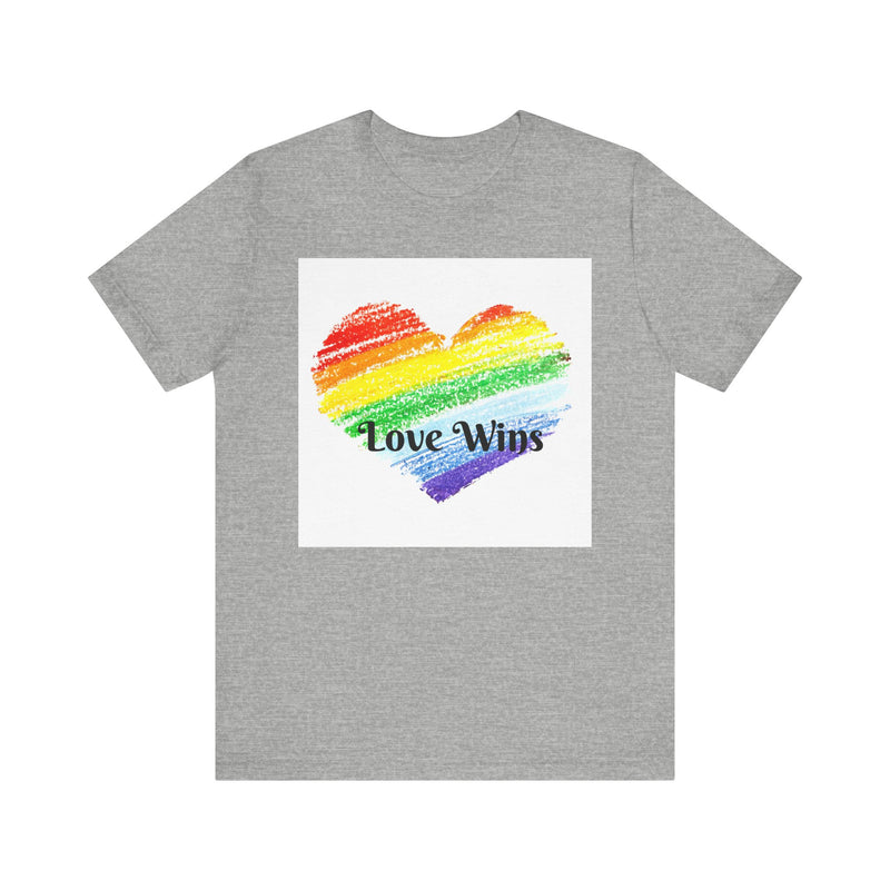 Love Wins Rainbow Heart.  Unisex comfy casual t-shirt with short sleeves.