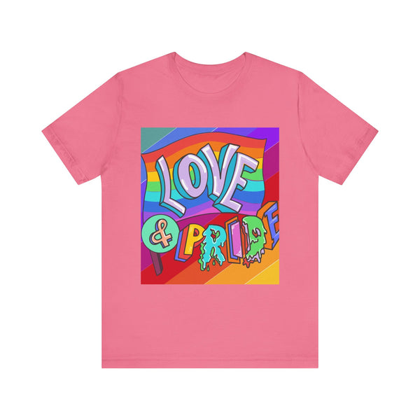 Love and Pride.  Unisex comfy casual t-shirt with short sleeves.