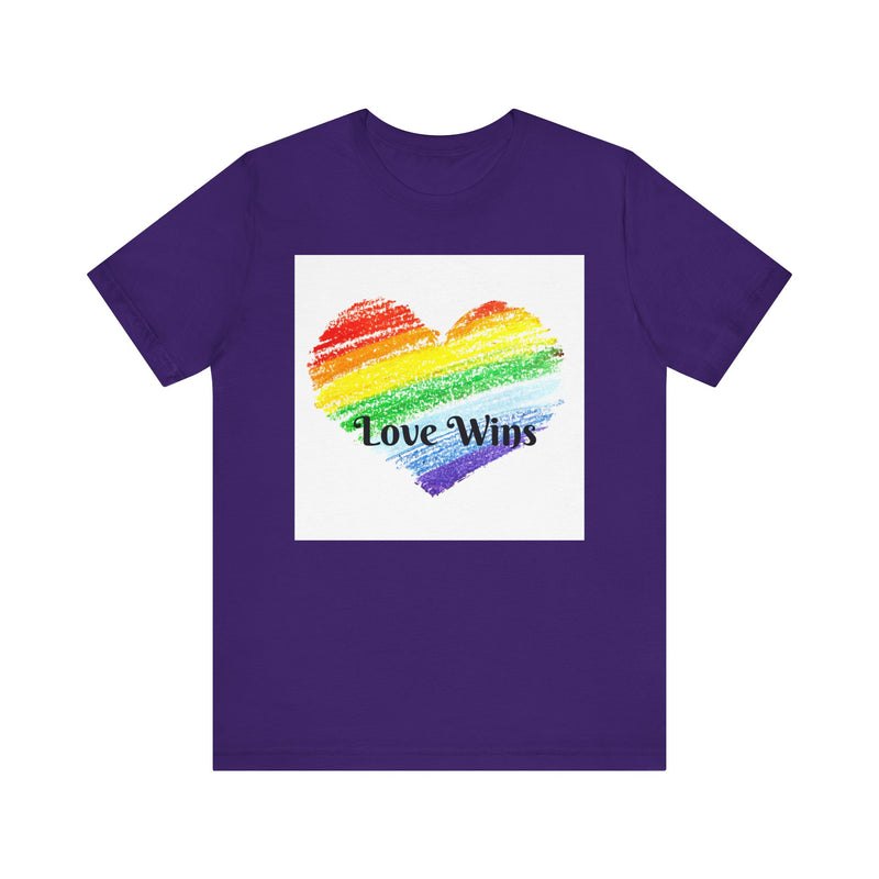 Love Wins Rainbow Heart.  Unisex comfy casual t-shirt with short sleeves.