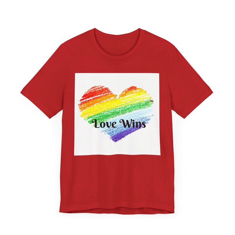 Love Wins Rainbow Heart.  Unisex comfy casual t-shirt with short sleeves.