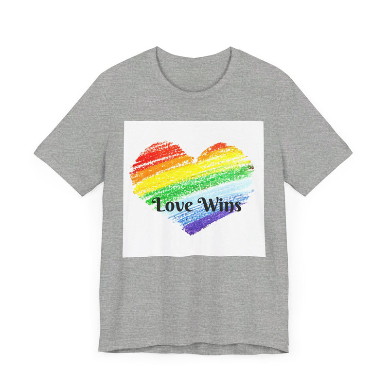 Love Wins Rainbow Heart.  Unisex comfy casual t-shirt with short sleeves.