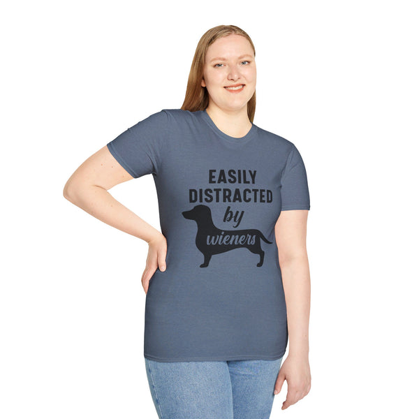 Easily Distracted by Weiners. Unisex comfy short sleeve t-shirt.