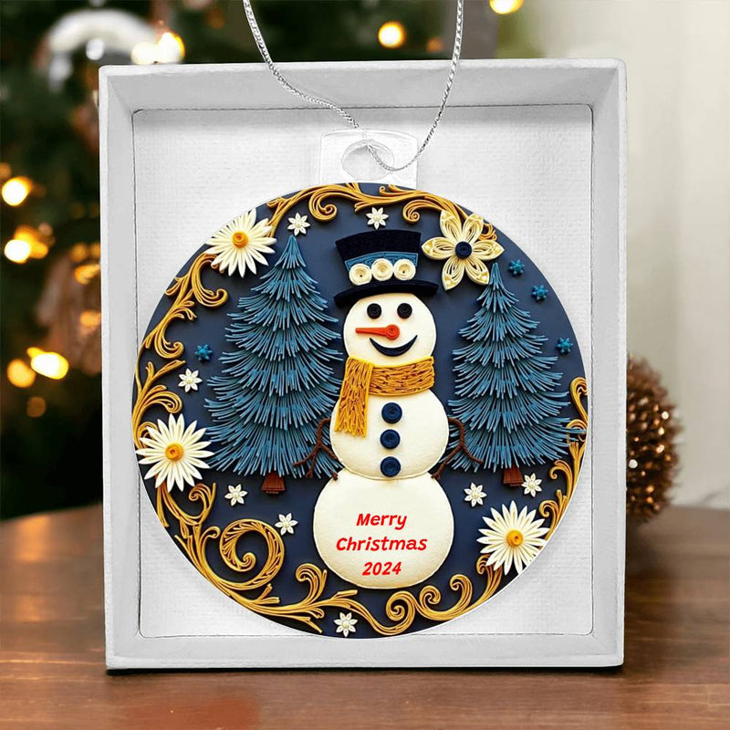 Christmas 2024 Acrylic Ornament Keepsake Classic Festive Snowman Gift for Family Gift for Kids Gift for Men Gift for Women