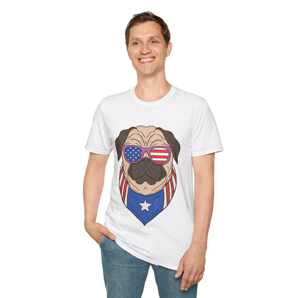 Patriotic Pug. Unisex comfy short sleeve t-shirt.