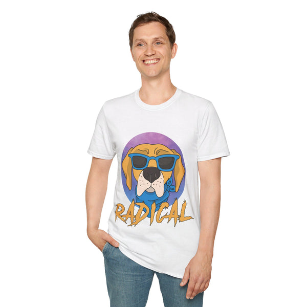 Radical Dog in Sunglasses. Unisex comfy short sleeve t-shirt.