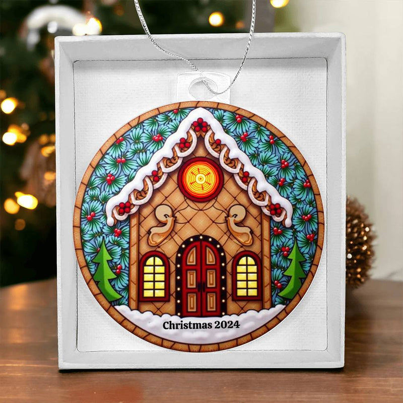 Christmas 2024 Acrylic Ornament Keepsake Gift for Man Gift for Woman Gift for Family Gift for Teacher Gift for Friend Unique Gingerbread Style House