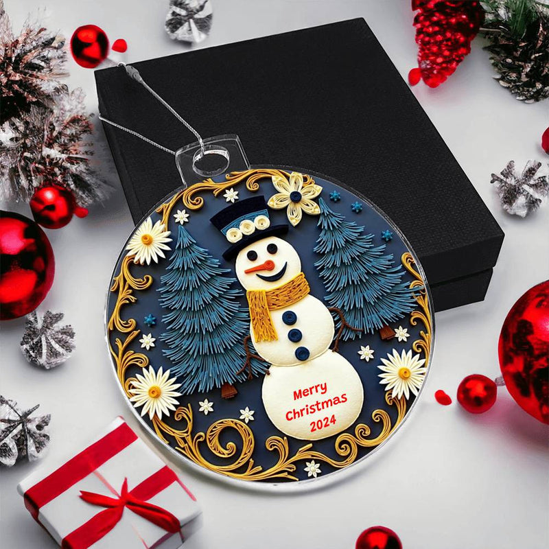 Christmas 2024 Acrylic Ornament Keepsake Classic Festive Snowman Gift for Family Gift for Kids Gift for Men Gift for Women