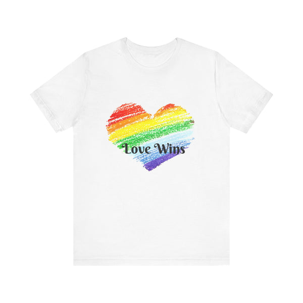 Love Wins Rainbow Heart.  Unisex comfy casual t-shirt with short sleeves.