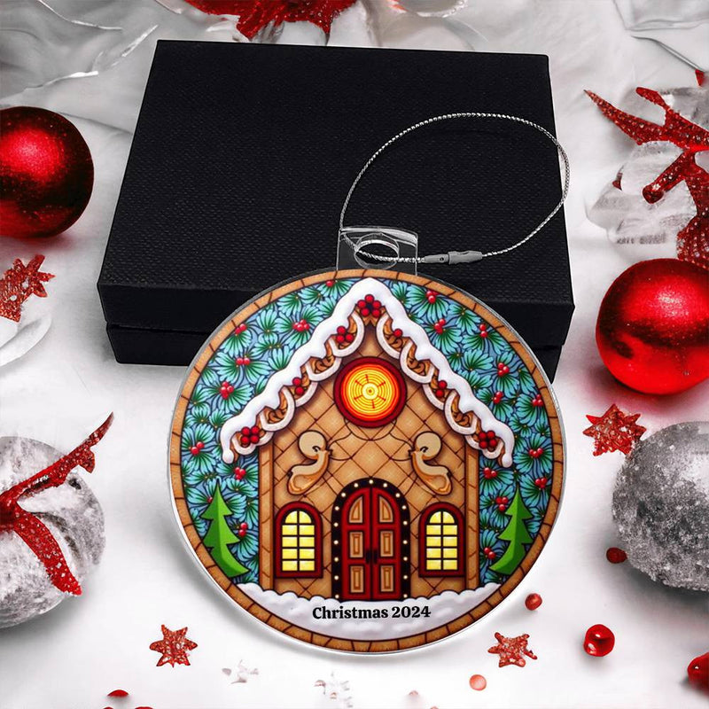 Christmas 2024 Acrylic Ornament Keepsake Gift for Man Gift for Woman Gift for Family Gift for Teacher Gift for Friend Unique Gingerbread Style House