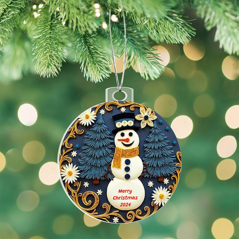 Christmas 2024 Acrylic Ornament Keepsake Classic Festive Snowman Gift for Family Gift for Kids Gift for Men Gift for Women