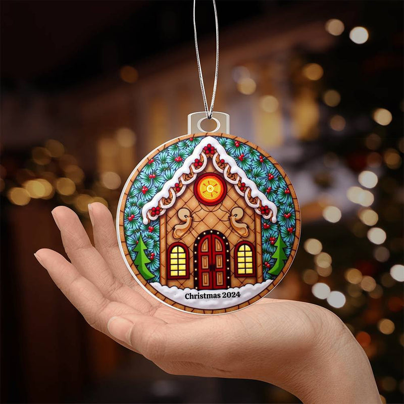 Christmas 2024 Acrylic Ornament Keepsake Gift for Man Gift for Woman Gift for Family Gift for Teacher Gift for Friend Unique Gingerbread Style House