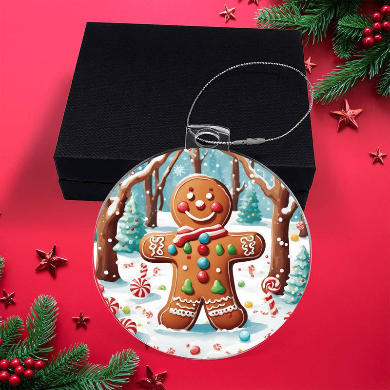 Gingerbread Man Winter Scene Festive Acrylic Ornament Gift for Family Gift for Teacher Gift for Friend Gift for Him Gift for Her Keepsake