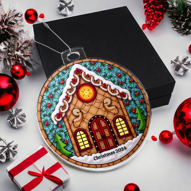 Christmas 2024 Acrylic Ornament Keepsake Gift for Man Gift for Woman Gift for Family Gift for Teacher Gift for Friend Unique Gingerbread Style House