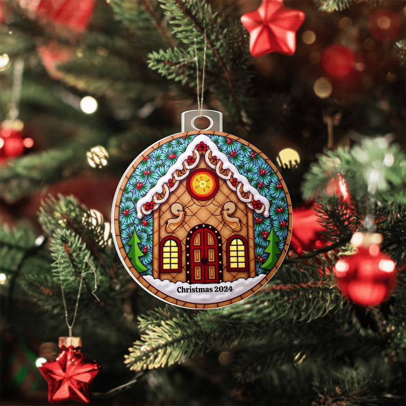 Christmas 2024 Acrylic Ornament Keepsake Gift for Man Gift for Woman Gift for Family Gift for Teacher Gift for Friend Unique Gingerbread Style House