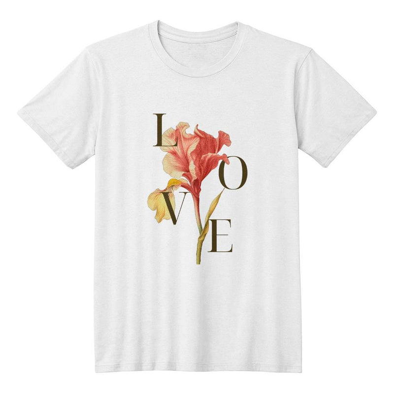Love T-shirt White Floral Design, Gift for Woman, Gift for Daughter, Gift for Wife, Gift for Mom, Everyday Wear,