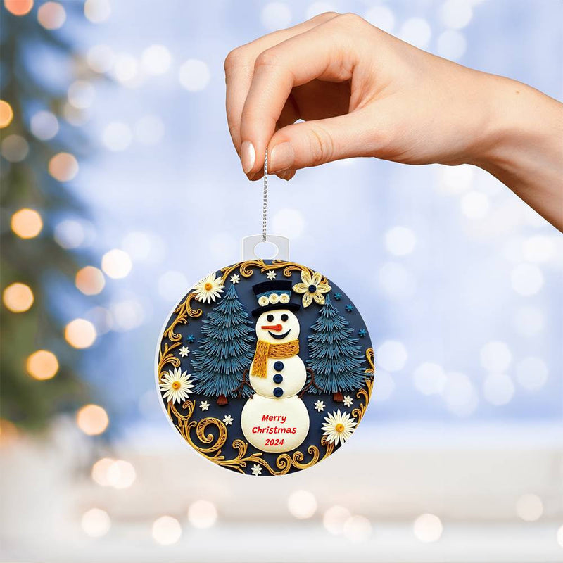 Christmas 2024 Acrylic Ornament Keepsake Classic Festive Snowman Gift for Family Gift for Kids Gift for Men Gift for Women